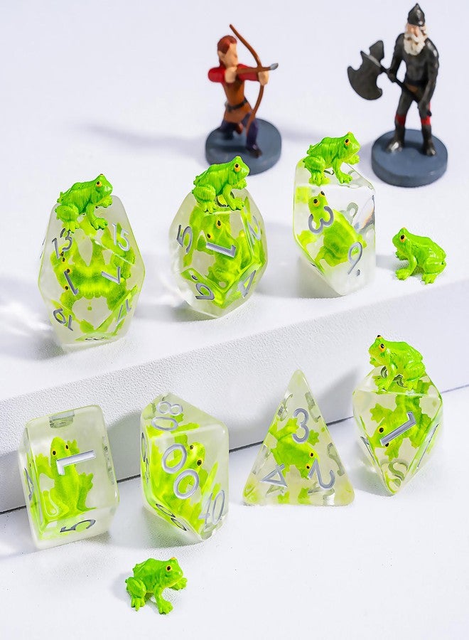 weyano D&D Frog Dice Set, Resin Polyhedral Dice for Dungeons and Dragons, RPG, MTG DND 7-DIE (D4, D6, D8, D10, D12, D20, D%) - Image 2